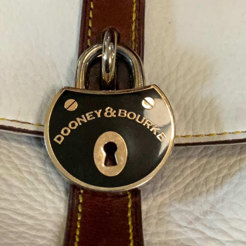 Dooney & Bourke Cream and Brown Leather Crossbody / Hand Bag - Picture 9 of 12